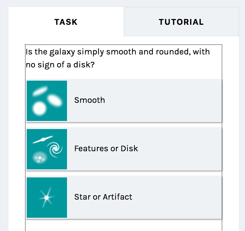 Galaxy Zoo Task: Disc or Smooth or Artifact?