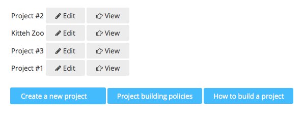 Project list screenshot