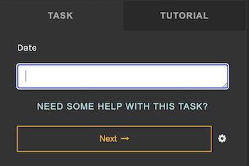 A screenshot showing the free-text entry task input area from a Zooniverse project. The task label reads 'Date' and an empty text input field is shown underneath.